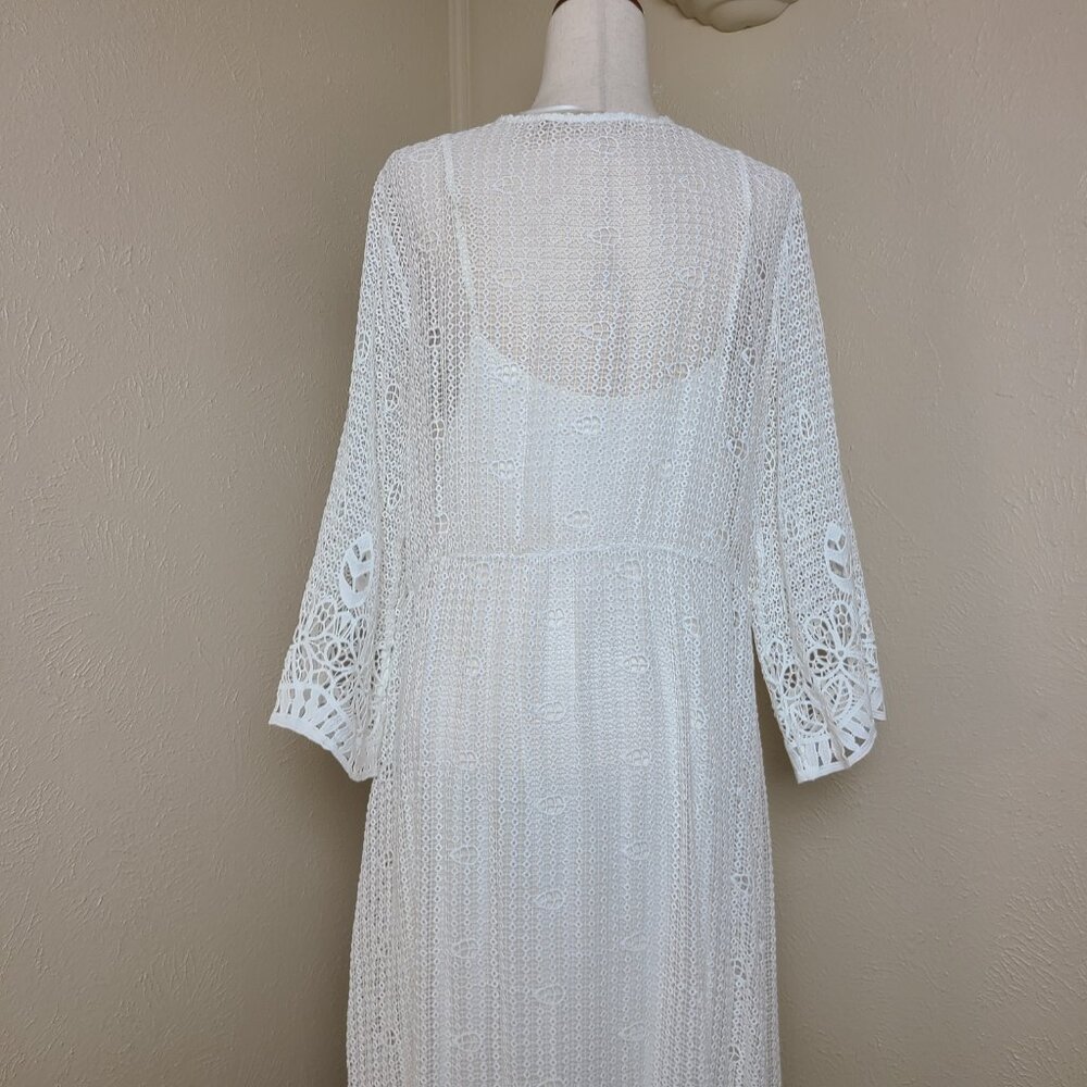 NWOT Soft Surroundings Long Sleeves White Lace Crochet Maxi Dress Size XL A561 - Picture 13 of 16